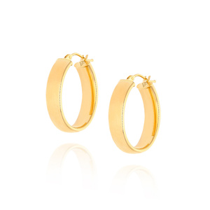 Große ovale Kreis Ohrringe Gold 585 Eier glatt creole