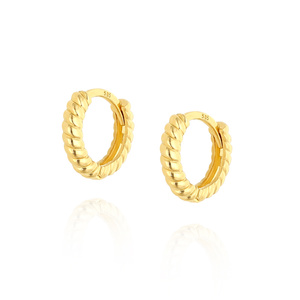 Kreis Ohrringe Gold 585 kleine Kugeln auf Snap 1,2 cm