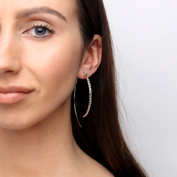 Gold große Kreis Ohrringe 585 Ellipse Diamant Gürteltier