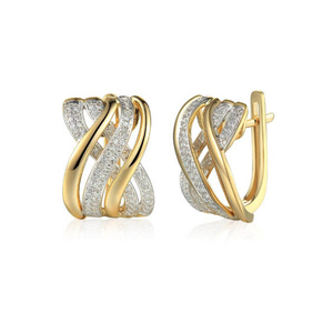 Gold 585 Komma-Ohrringe mit dreifachen Diamanten 0,90 ct