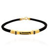 Herrenarmband 585 aus Gold mit Plakette und Gravur an einer Kordel