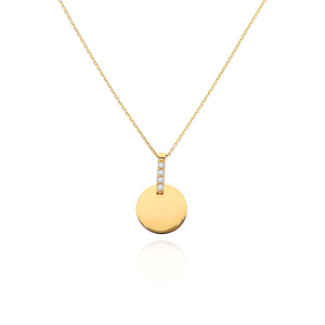 Goldene Festkette 585 glatter Kreis mit Zirkonen 42 cm