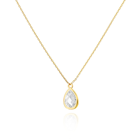 Goldene Krawattenhalskette mit schwarzem Zirkonia feierlich 585