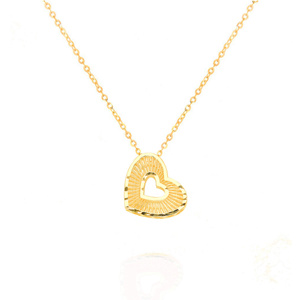 Goldkette 585 dickes durchbrochenes facettiertes Herz 42-45 cm