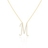 Feierliche Goldkette 585 Buchstabe M groß mit Zirkonen