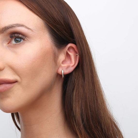 Goldene Ohrringe Kreise 585 erweiterbare Kreise mit Diamanten mit Verschluss