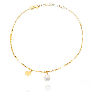 Gold-Bein-Armband mit Ringen 585 feierlichen Kreisen und Zirkonen