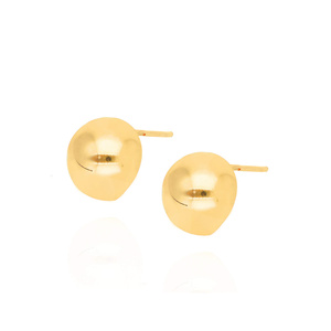 Kleine goldene Ohrringe Kugeln 585 glatte Halbkugeln am Stab