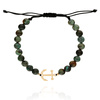 Herren Gold 585 Anker Perlen afrikanischen Türkis Armband auf Schnur