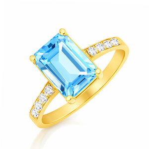 Goldring 585 Saphir 0,43 Karat Diamanten 0,14 Karat