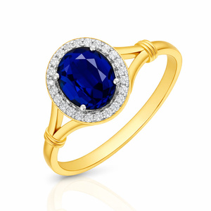 Goldring 585 Saphir 0,43 Karat Diamanten 0,14 Karat