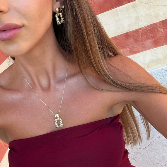 Gold durchbrochene rechteckige Halskette 585 vintage Diamant Fußkettchen Kette