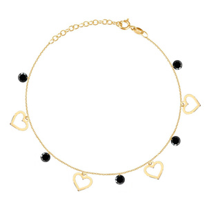Gold-Bein-Armband mit Ringen 585 feierlichen Kreisen und Zirkonen