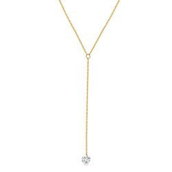 Gold Halskette Krawatte mit weißen Zirkonia feierlich 585