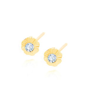 Blumenohrring aus Gold 585 Zirkone auf einem Stift