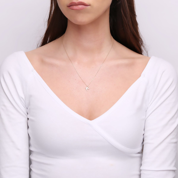 Gold Schwalbe Halskette mit Zirkonen celebritory 585