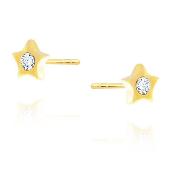 Kleine goldene Stern-Ohrringe mit Zirkonia am Pfosten 585