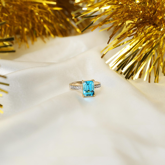 Goldring 585 Saphir 0,43 Karat Diamanten 0,14 Karat