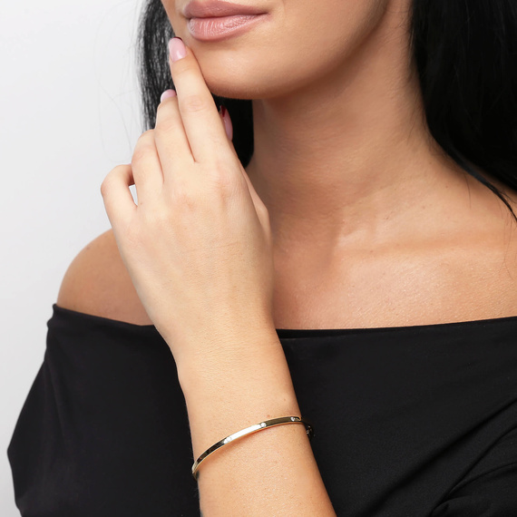 Goldarmreif 585 steifes, schlichtes Armband mit 5 mm Schließe