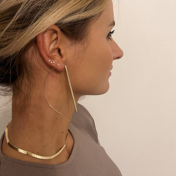 Goldkreis-Ohrringe 585 große glatte Halbellipsen-Halbkreise