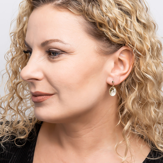 Gold-Anhänger Ohrringe 585 Eier Blätter Diamant Post