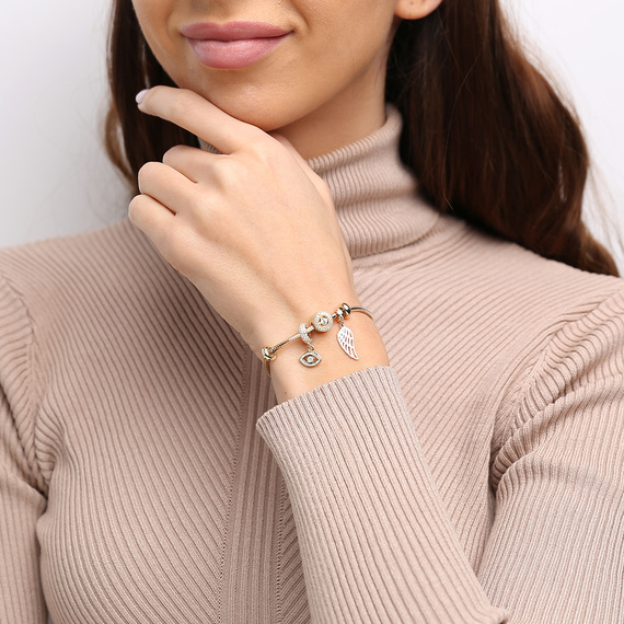 Gold 585 Charms Anhänger für Armband Auge Zirkoniumdioxid