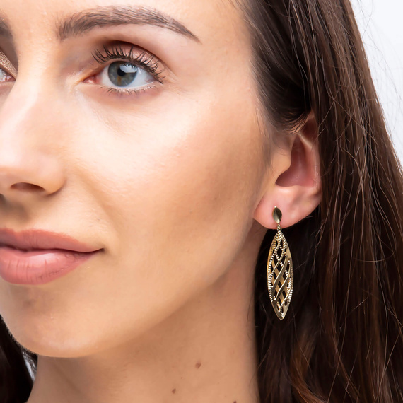 Gold-Anhänger Ohrringe 585 durchbrochene Spindel Post