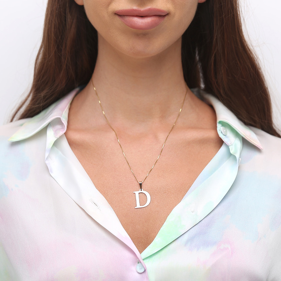 Gold-Anhänger 585 gerade Buchstabe D Höhe 2 cm