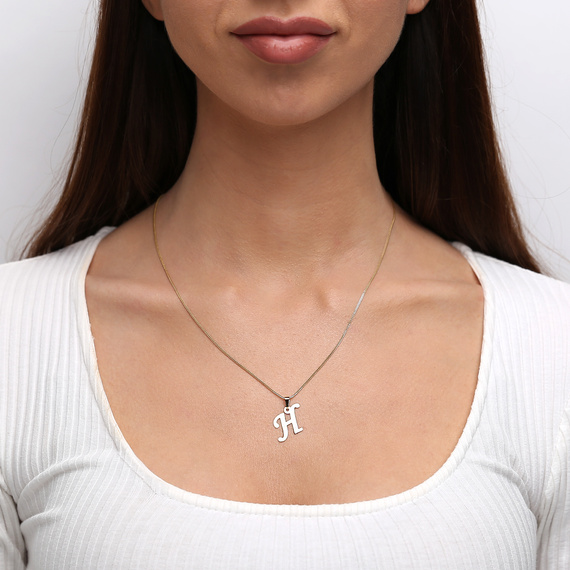 Gold-Anhänger 585 Buchstabe schräg H