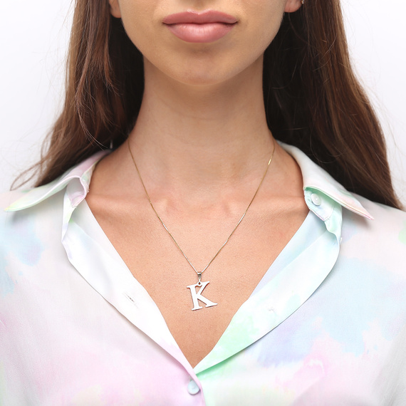 Gold-Anhänger 585 einfacher Buchstabe K Höhe 2 cm