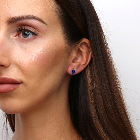 Gold 585 ovale Ohrringe mit Topas und Diamant 0,83 ct