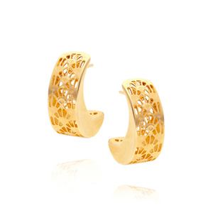 Gold 585 durchbrochener Halbmond Ohrringe Post-Verschluss
