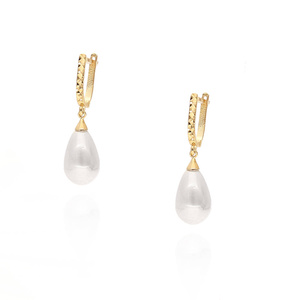 Gold Perlenohrringe 585 oval natürliche Zuchtperle Diamant englische Schließe