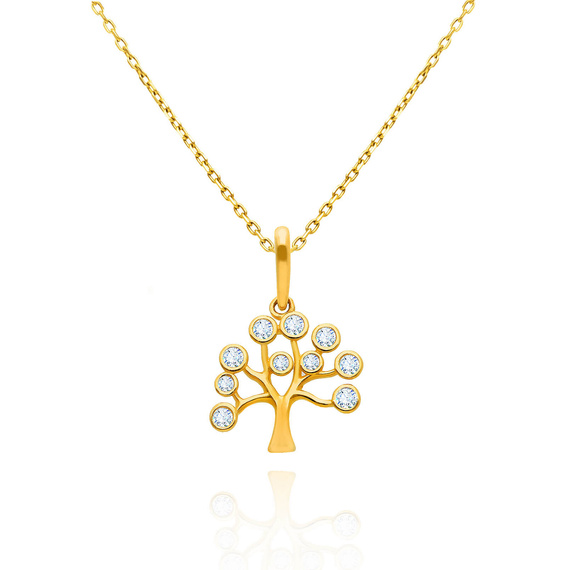 Goldanhänger Baum 585 Baum des Glücks mit Zirkonen