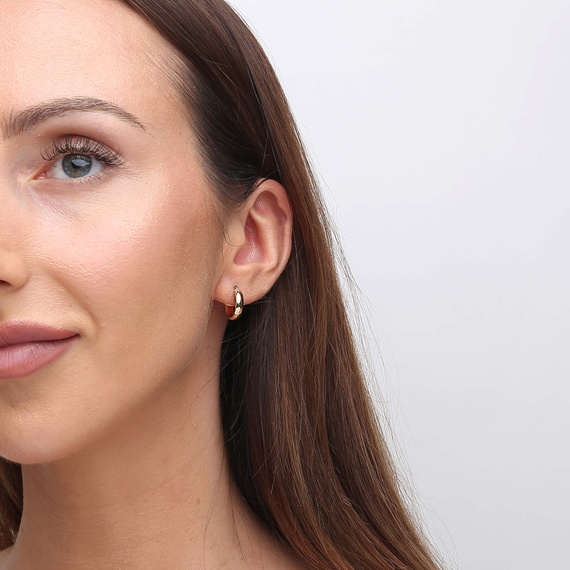 Goldene Ohrringe breite Kreise 585 glatte Kreise mit Verschluss 1,5 cm