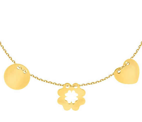 Dreifach-Goldkette Herz, Kreis, Klee 585