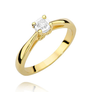 Verlobungsring aus Gold mit 0,08 Karat Diamant-Illusionseffekt