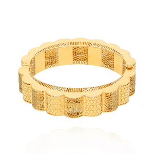 Gold 585 Frauen durchbrochene Armspange Armband steif dekorativ