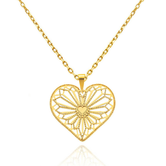 Gold 585 durchbrochener dicker Herz-Anhänger