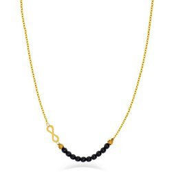 Unendliche goldene Halskette mit Hämatit 585 Nyks-Perlen 