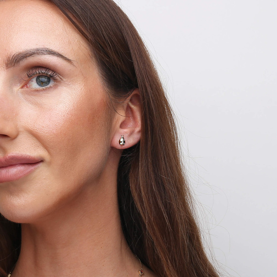 Goldene Ohrringe mit Marienkäfer 585 Zirkonia für Mädchen auf Stecksteckern