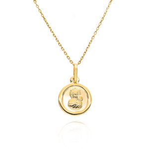 Goldene Medaille rund glatt 585 Muttergottes von Tschenstochau 1,8 cm