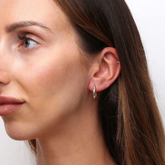 Goldene Ohrringe 585 ovale längliche Kreolen