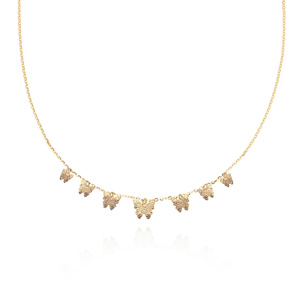 Gold 585 Choker Halskette Diamant Schmetterling Fußkettchen Kette