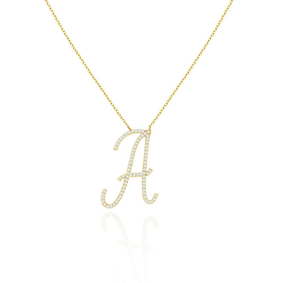 Gold Festkette 585 Buchstabe A groß mit Zirkonen