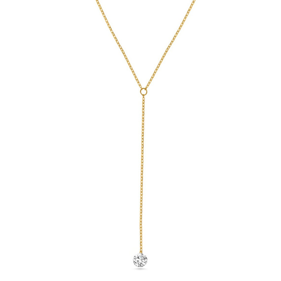 Gold Halskette Krawatte mit weißen Zirkonia feierlich 585