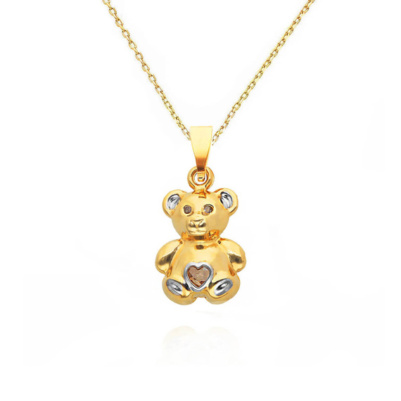 Goldener Anhänger Bär 585 Weiß- und Gelbgold