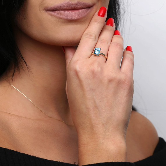 Goldring 585 Saphir 0,43 Karat Diamanten 0,14 Karat