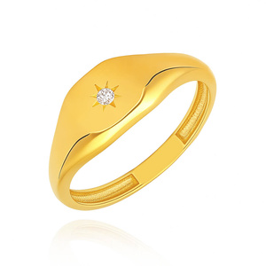 Damen-Goldring 585 schlichter Siegelring mit Zirkoniumdioxid