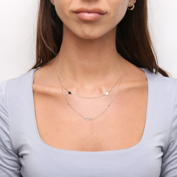 Doppelte goldene Unendlichkeitskette Unendlichkeit flache Reifen 585 celebritory Unendlichkeit